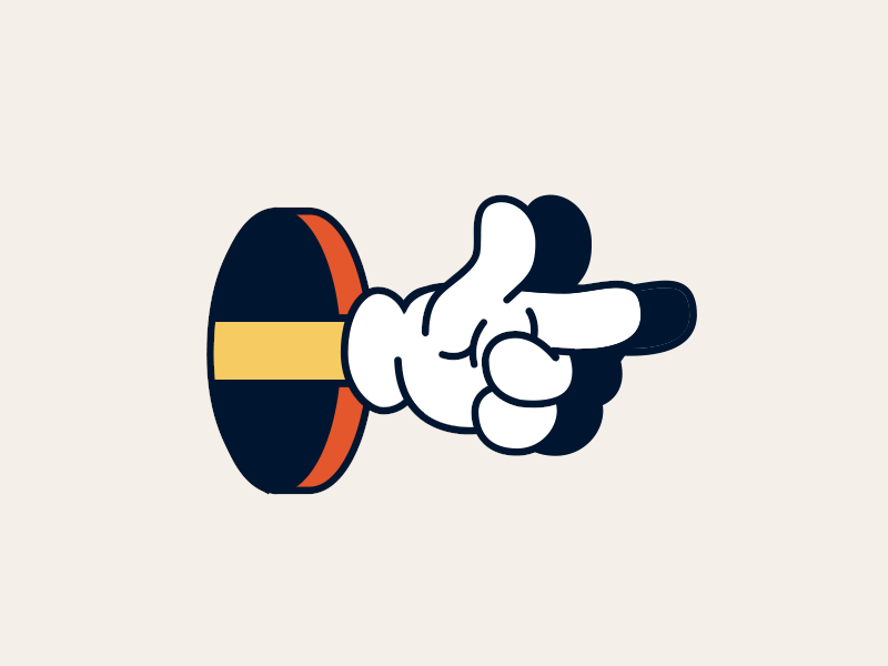 Right here animation character design hand icon illustration loop motion point shadow simple vector