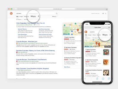 DuckDuckGo Static Maps Tab apple design duckduckgo local map mobile search serp ui ux web