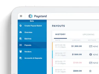 Paystand's new logo in their product UI blockchain design fintech icon design logo logo design ui