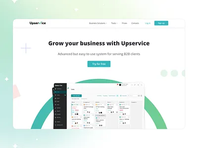 Upservice Landing Page b2b crm custom design figma landing minimal platform ui ux