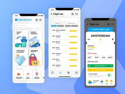 ISG airport app application flight mobile app sabiha ui ux