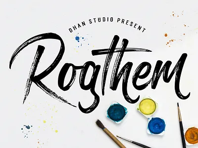 Rogthem art branding brush brushfont calligraphy displayfont font fonts graphic handlettered handmade handpainted handwriting illustration lettering logo textured typeface typography vector
