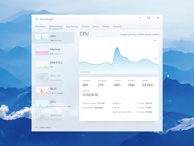 Windows Task Manager redesign dashboad fluent design microsoft redesign ui ui design ux windows