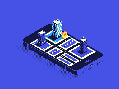 Mobile navigation system flat flat design illustration isometric isometric illustration mobile phone navigation