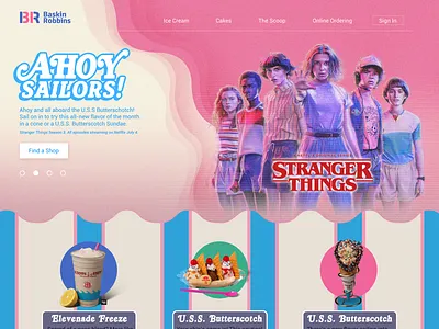Daily UI 003 - Landing Page baskin robbins daily ui daily ui challenge dailyui graphic design landing page stranger things visual design web
