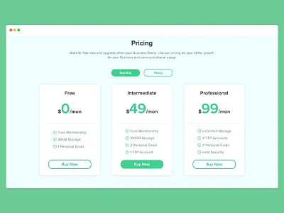 Pricing Page Concept graphicdesign pricing ui ui ux uidesign uiux uiux design vector web webdesign webpage
