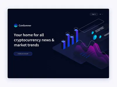 Landing Page Design bitcoin crypto illustration cryptocurrency custom illustration dark theme data illustration data visualization ethereum illustration landing page web app web design