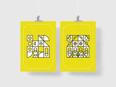 Yellow Geo Grid Poster geometric grid minimal outline structure yellow
