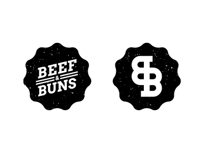 Beef & Buns - Badge Designs (Daily Logo Challenge - Day 33) badge black and white branding burger concept daily logo challenge design icon logo monochrome simple type