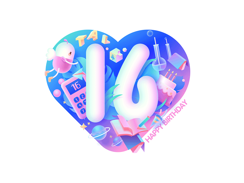"TAL"Happy birthday! 16 book calculator clean design education happy birthday illustration