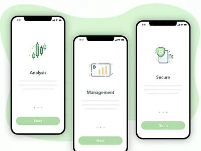 23 Onboarding app branding chart clean cryptocurrency dailyui design green icon illustraion minimal onboard onboarding screen simple sketch typography ui vector white
