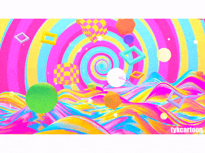 Abstract Rainbow Geometric World 3d effect gif ink motion graphics ocean painting sea swirl visual wave