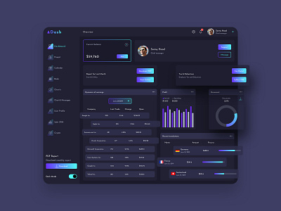 ADash Finance Dashboard Ui Dark & Light admin balance calendar chart dashboard debuctions document finance interface layout profile profit project report sketch tax transparency ui ux