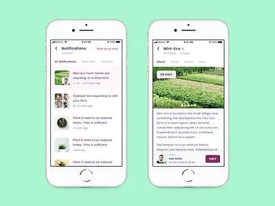 Plant Tracker App - Notification app ios mobile ui ux