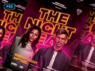 Duo Dj Flyer Template club flyer dj dj battle dj flyer dj night dj party flyer template neon light party flyer photoshop poster template psd flyer
