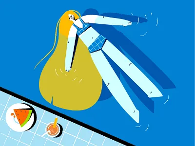Summertime adobe design haircut hairstyle illustration pool relax summer summertime vector watermelon