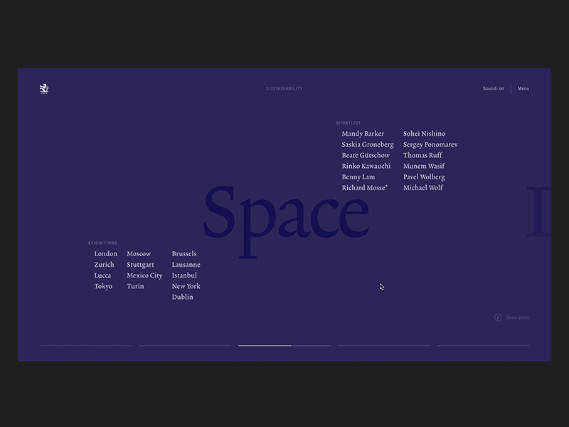 Horizontal navigation animation asymetrical charity dark dark ui grid horizontal horizontal scroll minimal photographic photography typographic