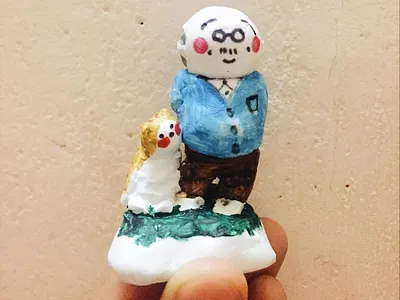 Daikichi & Tama art clay illustration scuplted sketch