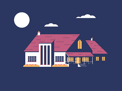Farm House autumn bushes color dark farm home house house illustration illustration illustrator night ranch simple