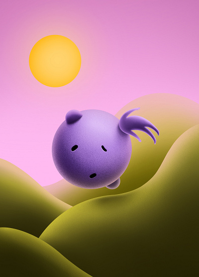 Rolling in the new year candy character character design illustration pink sun surreal surrealism sweet
