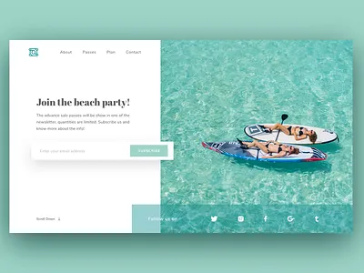 Subscribe Concept 026 adobexd beach clean dailyui dailyui026 dailyuichallenge design interface subscribe tiffany blue ui ux