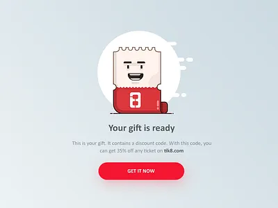 Ticket character character code discount gift illustration landing modal red ticket ui uiux ux web