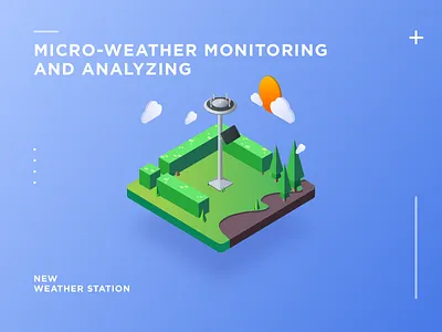 micro-weather monitoring and analyzing 2.5d 插图 等距图标