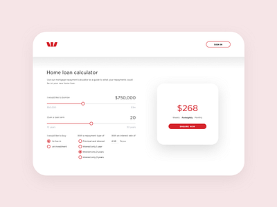Calculator 004 bank calculator dailyui dailyuichallenge design desktop financial services home loan ui ux