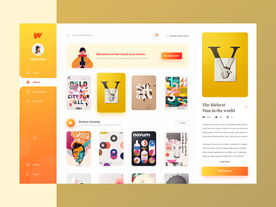 Wattpad Redesign Concept - E-Book Website book dashboard e book illustration landing page modern online course ui website writter