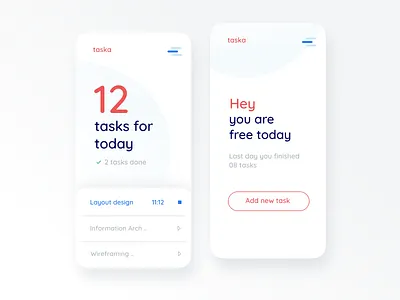 lightweight Todo app app blue clean countdown daily task figma hamburger invision minimal mobile mobile app mobile ui product task today todo todo app todolist typography white