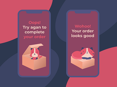 Flash Message app blue box cat dailyui design flash message flat gaplevski ios minimalism notification oops red ui vector wohoo