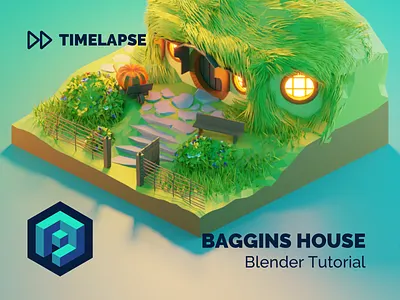 Baggins House Tutorial 3d bilbo blender building design diorama fanart hobbit house illustration isometric lord of the rings low poly lowpoly lowpolyart model render tutorial