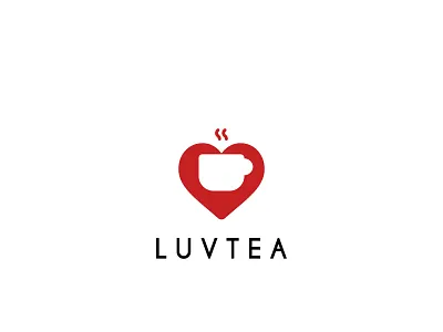 LUVTEA Logo Design app brand branding concept design flat icon illustration logo logo design logo designer love minimal negative space red simple symbol tea ui vector