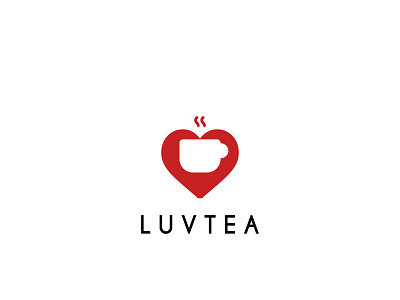 LUVTEA Logo Design app brand branding concept design flat icon illustration logo logo design logo designer love minimal negative space red simple symbol tea ui vector