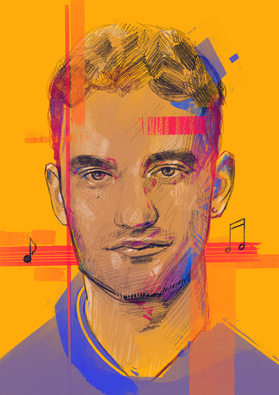 It runs through me character illustrated portrait illustrated portraits illustration illustrator music musician people portrait portrait illustrated portrait illustration portrait illustrator procreate tom misch