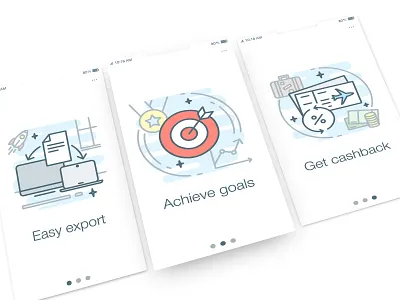 Inspiration examples with "Social iconset" colored icons icons set illustration launch onboarding outline screen vector wizard