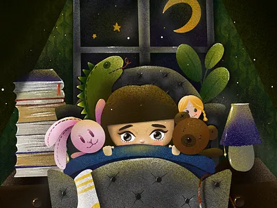 Alone alone art bedroom child dark design elena greta illustration procreate toys