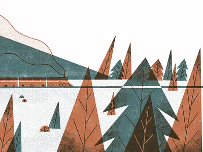 North train design digital illustration illustration ilustracion ilustracion digital limited color poster print printmaking procreate riso risography