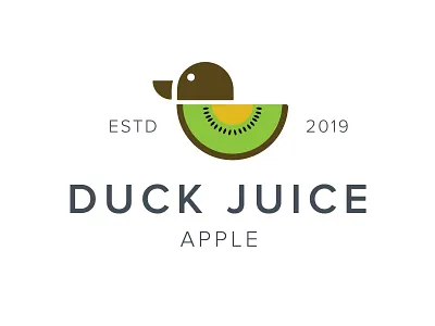 Duck Juice Logo animals design duck fruit green juice juicy kiwi logo modern playful unique