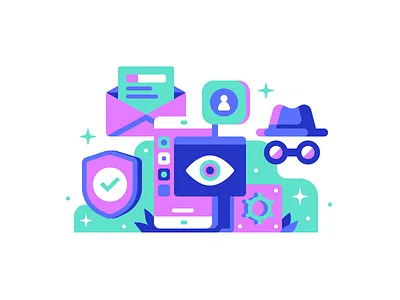 Financial Privacy app business email finance identity incognito letter neon phone privacy security shield