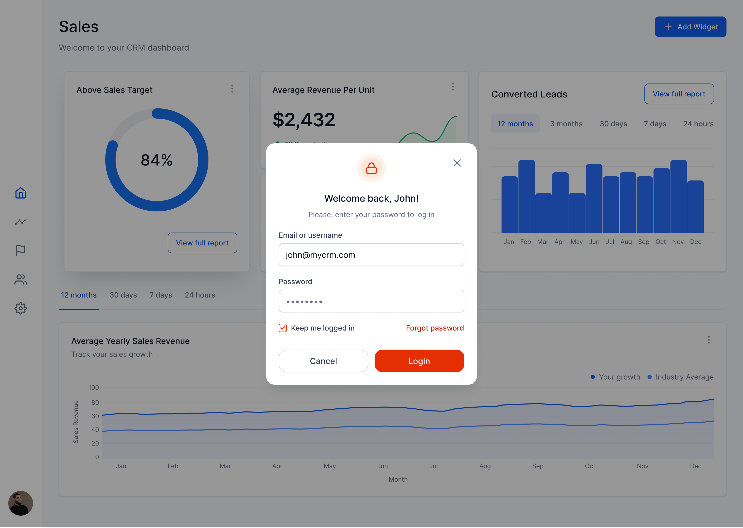 Login Modal - SaaS b2b card dashboard design log in login modal saas sign up signup ui