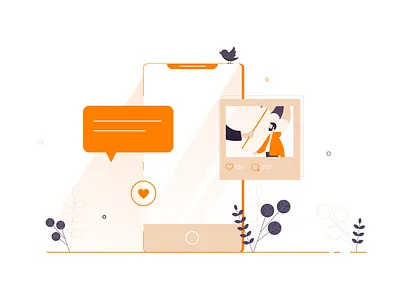 Social Media branding content marketing design editorial editorial illustration facebook flat illustration instagram insurance marketing mobile network plants social media startup twitter vector