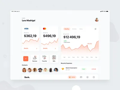 Bank. Dashboard bank app bank card banking banking app dashboard expenses app ipad