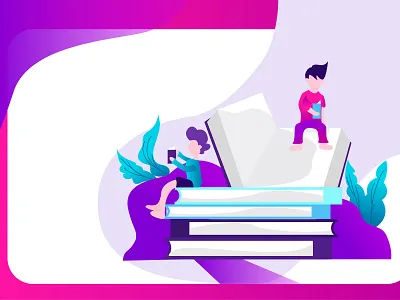 Landing Page Flat Design Book 01 art book branding character design flat flatdesign identity illustration illustrator landing page minimal minimalist mobile ui ux vector web website