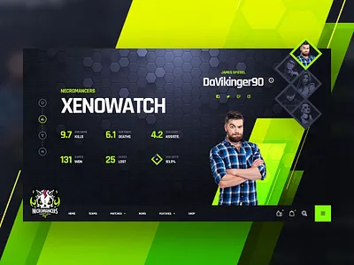 Necromancers Player Selection esports game gaming league match overview photoshop player psd result shop statistics team website