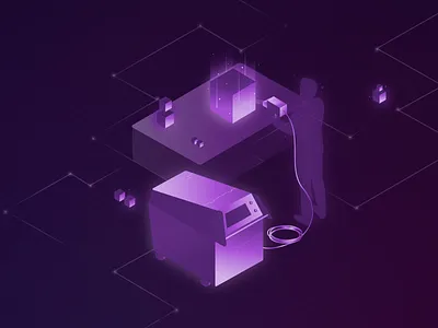 Isometric Illustration - Hand Gun Cleaning cleaning gun guy illustration illustrations isometric machine man purple worker