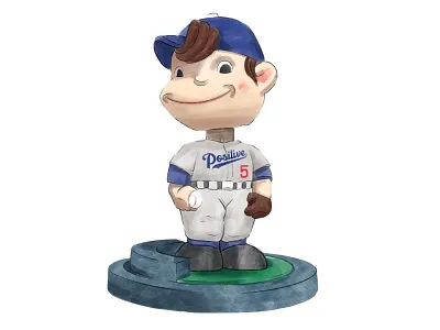 Positive Bobble-Boy baseball bobblehead cap design dodgers illustration la dodgers mlb sports