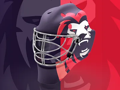 Lions Hockey branding helmet illustration logo mascot vector