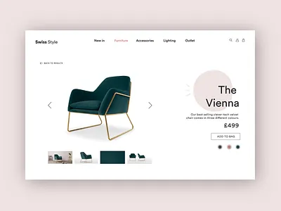 Swiss Style Product Page decor design digital ecommerce furniture home homepage house interface page product style swiss ui web web design website