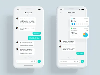 Meum Coach ai app big data card coach dna fit fitness gene guide health healthcare im infographic message messenger meum sport ui ux